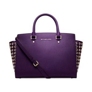 Michael Kors Purple Selma Grommet Satchel (Medium)